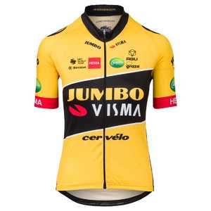 AGU Jumbo-Visma Replica Fietsshirt Korte Mouwen Zwart/Geel Dames