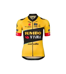 AGU Jumbo-Visma Replica Fietsshirt Korte Mouwen Geel/Zwart Dames