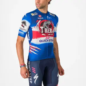 Castelli Soudal Quick-Step T-Rex Vuelta Fietsshirt Korte Mouwen Blauw Heren