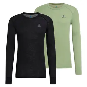 Odlo SUW Active Warm Thermoshirt Lange Mouwen 2Pack Zwart/Groen Heren