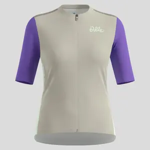 Odlo Essential Heritage Print Fietsshirt Korte Mouwen Grijs/Paars Dames