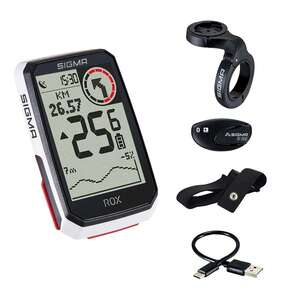 Sigma Sport ROX 4.0 Top Mount GPS Fietscomputer Met Hartslagband Wit