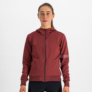 Sportful Giara Hoodie Fietsshirt Lange Mouwen Donkerrood Dames