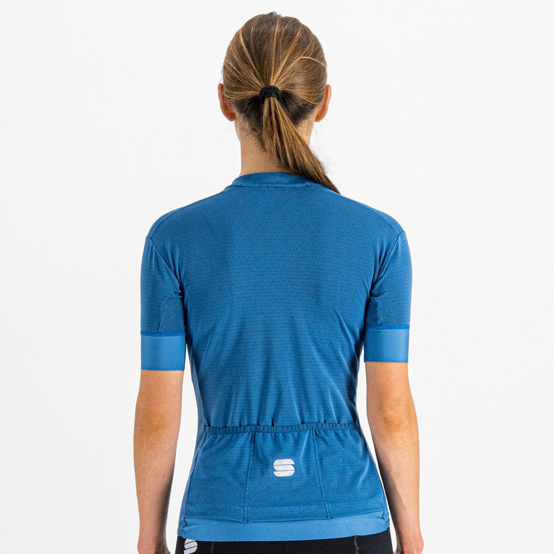 Sportful Monocrom Fietsshirt Korte Mouwen Blauw Dames