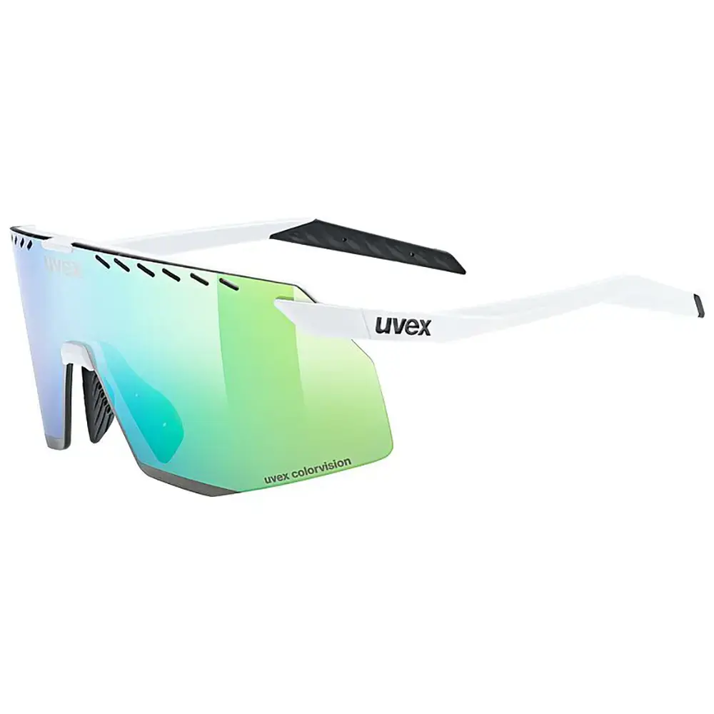 Uvex Pace Stage CV Sport Zonnebril Mat Wit met Mirror Green Lens