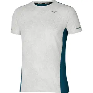 Mizuno Premium Aero Hardloopshirt Korte Mouwen Grijs/Blauw Heren