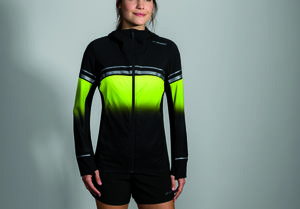 Brooks Canopy Hardloopjack Zwart/Geel/Reflective Dames