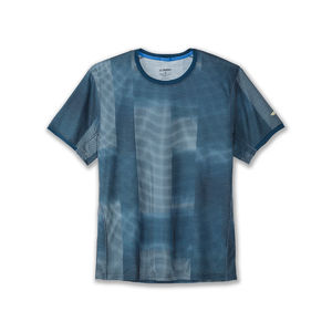 Brooks Distance Graphic Hardloopshirt Korte Mouwen Blauw Heren