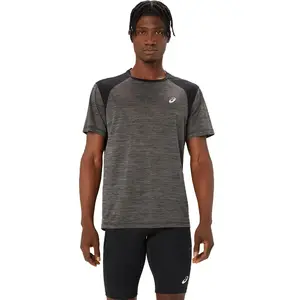 ASICS Road Hardloopshirt Korte Mouwen Grijs/Zwart Heren