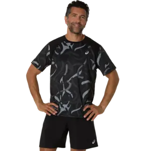 ASICS Road All Over Print Hardloopshirt Korte Mouwen Zwart Heren