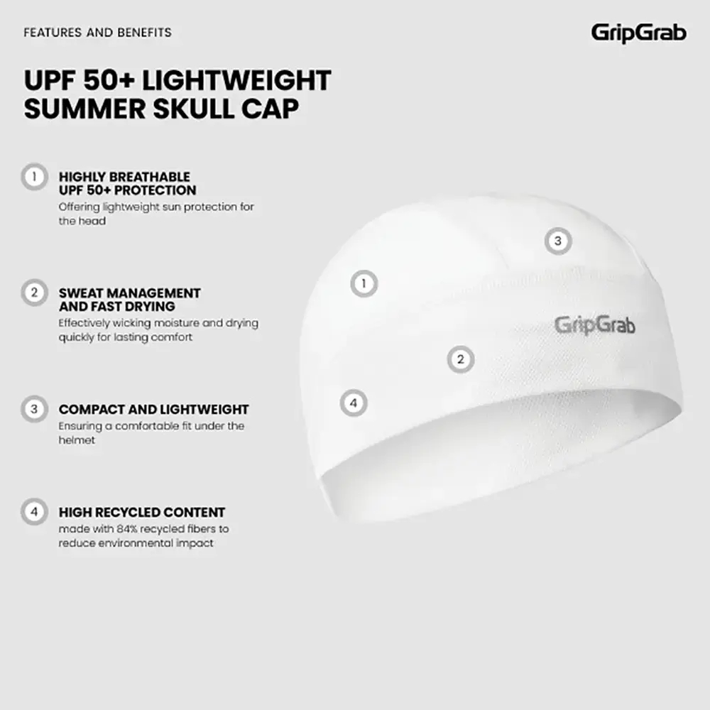 GripGrab UPF 50+ Lightweight Summer Skull Cap Wit