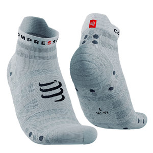 Compressport Pro Racing v4.0 Ultralight Run Low Compressiesokken Wit/Zilver