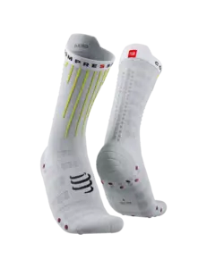 Compressport Aero Compressiesokken Wit/Geel/Neon Roze