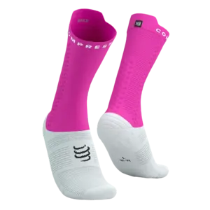 Compressport Pro Racing v4.0 Bike Compressiesokken Wit/Neon Roze/Zwart