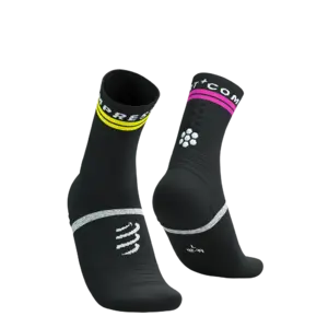 Compressport Pro Marathon V2.0 Hardloopsokken Zwart/Geel/Neon Roze