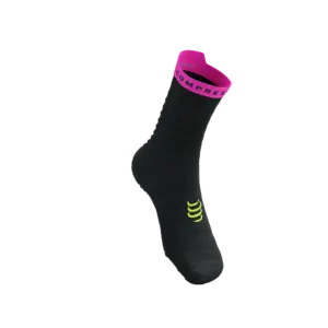 Compressport Pro Racing v4.0 Ultralight Run High Compressiesokken Zwart/Geel/Roze