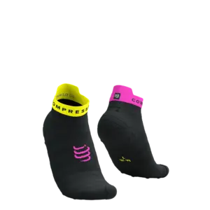 Compressport Pro Racing v4.0 Ultralight Run Low Compressiesokken Zwart/Geel/Roze