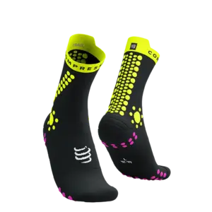 Compressport Pro Racing v4.0 Trail Compressiesokken Zwart/Geel/Neon Roze