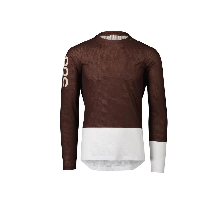 POC Pure MTB Fietsshirt Lange Mouwen Donkerbruin/Wit Heren