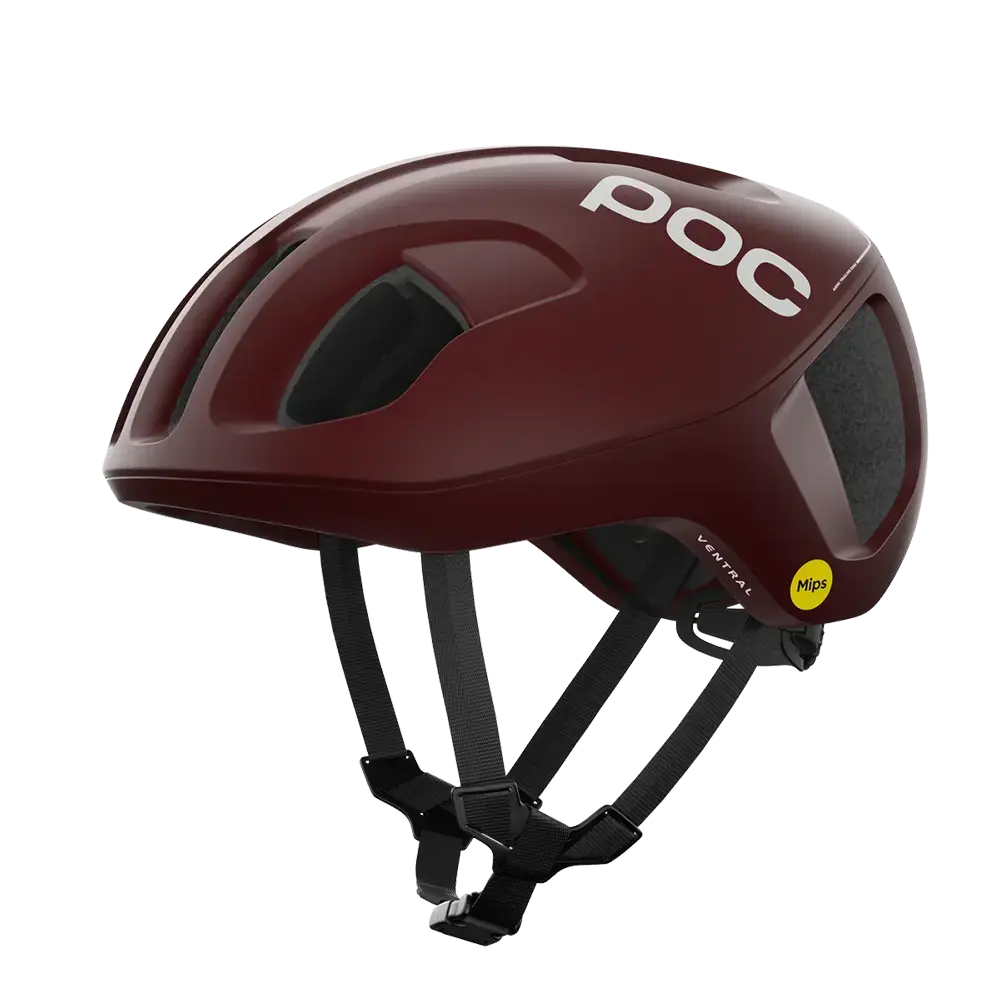 POC Ventral MIPS Race Fietshelm Mat Donkerrood/Wit