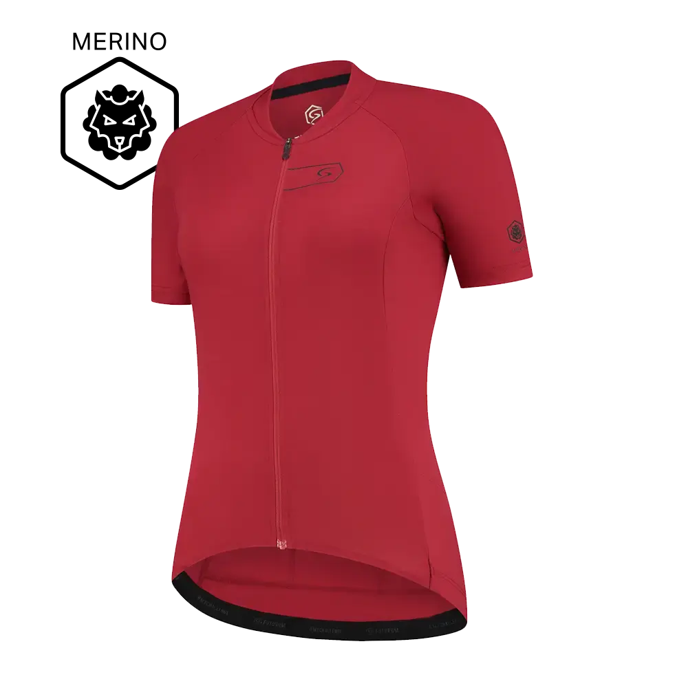 FUTURUM ROSA Merino Fietsshirt Korte Mouwen Rood Dames
