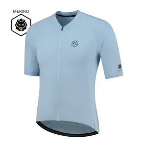 FUTURUM JONA Merino Fietsshirt Korte Mouwen Lichtblauw Heren