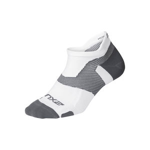 2XU Vectr Light Cushion No Show Compressiesokken Wit/Grijs