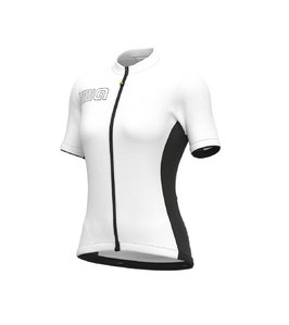 Ale Solid Color Block Fietsshirt Korte Mouwen Wit Dames