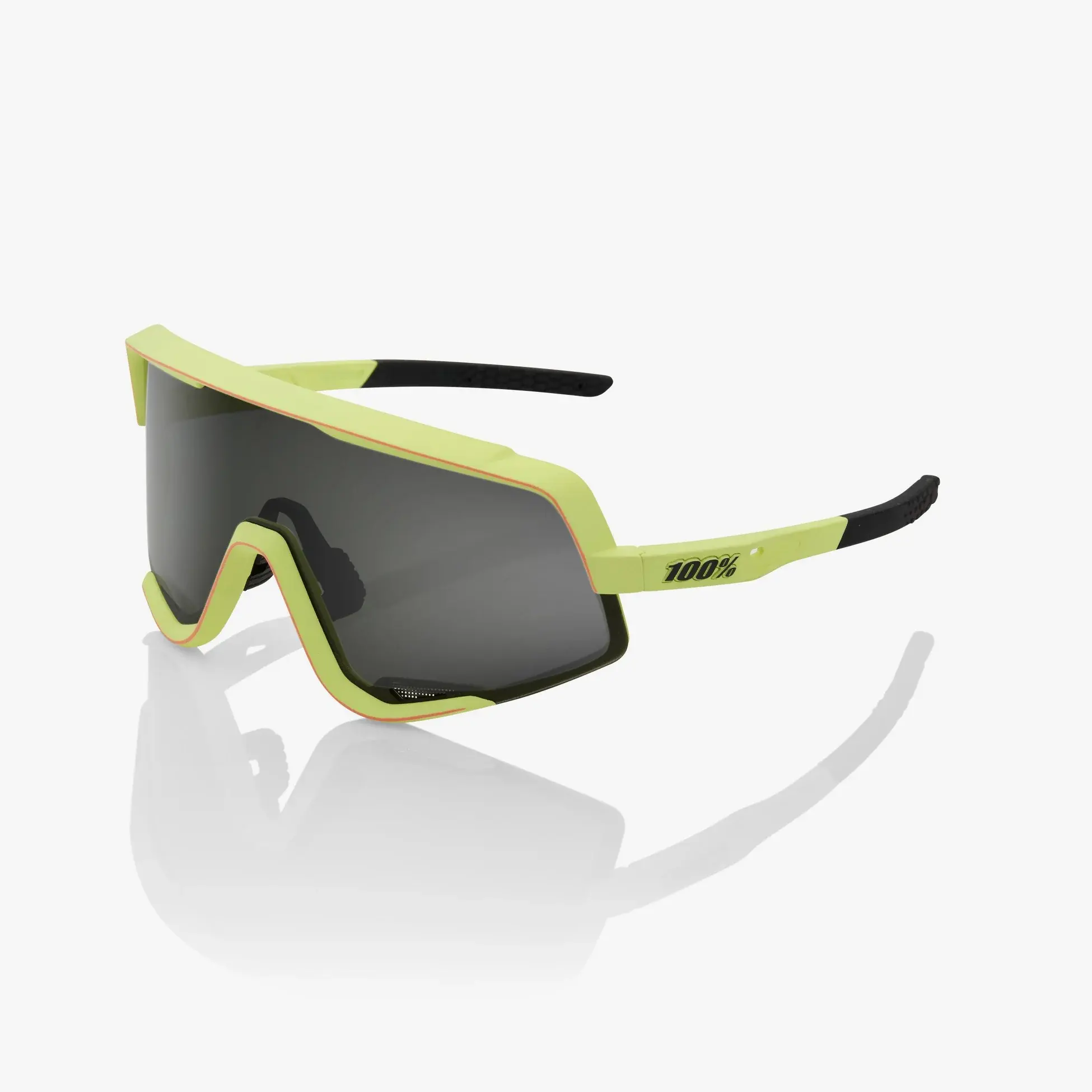 100% Glendale Sport Zonnebril Soft Tact Neon Geel met Smoke Lens