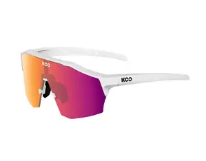 KOO ALIBI Sport Zonnebril Mat Wit met Photochromic Fuchsia Mirror Lens