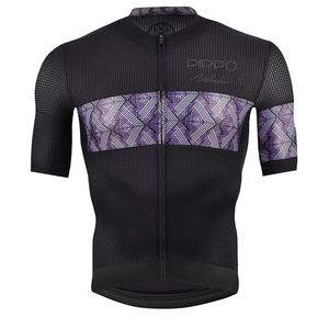 Pippo Amsterdam Alpe d'Huez Fietsshirt Korte Mouwen Zwart/Paars Dames